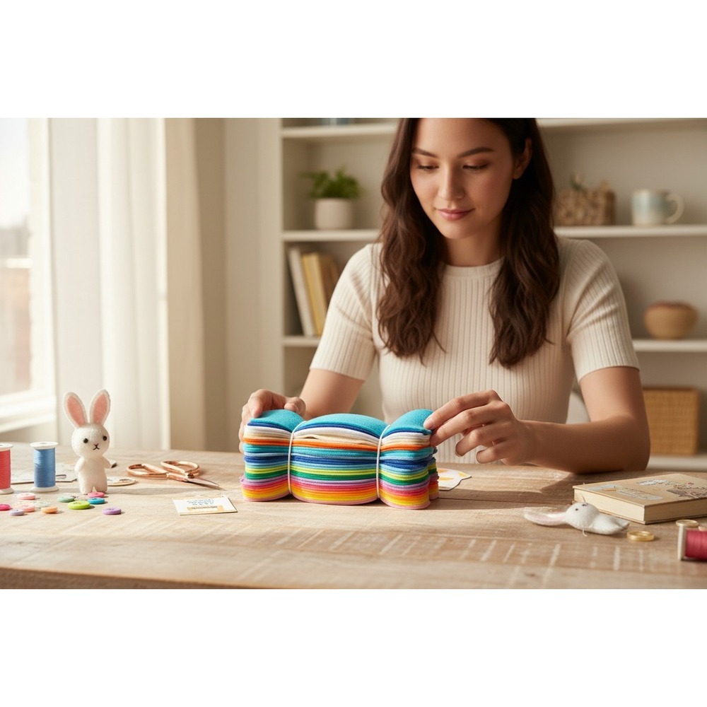 Hand Made Modern Felt Stack Kids 28pc Multicolor Brand New Bunny Shape Crafting